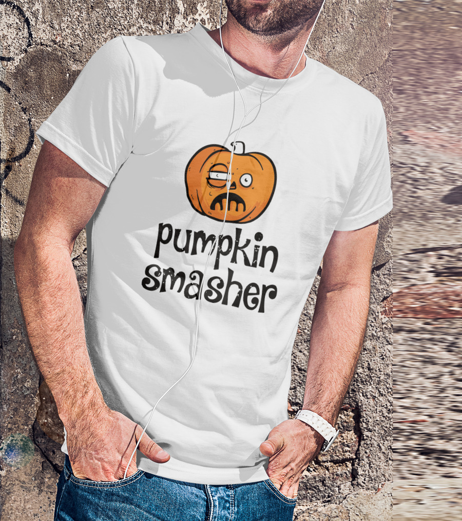 Pumpkin Smasher Funny Jack-O'-Lantern Face T-Shirt