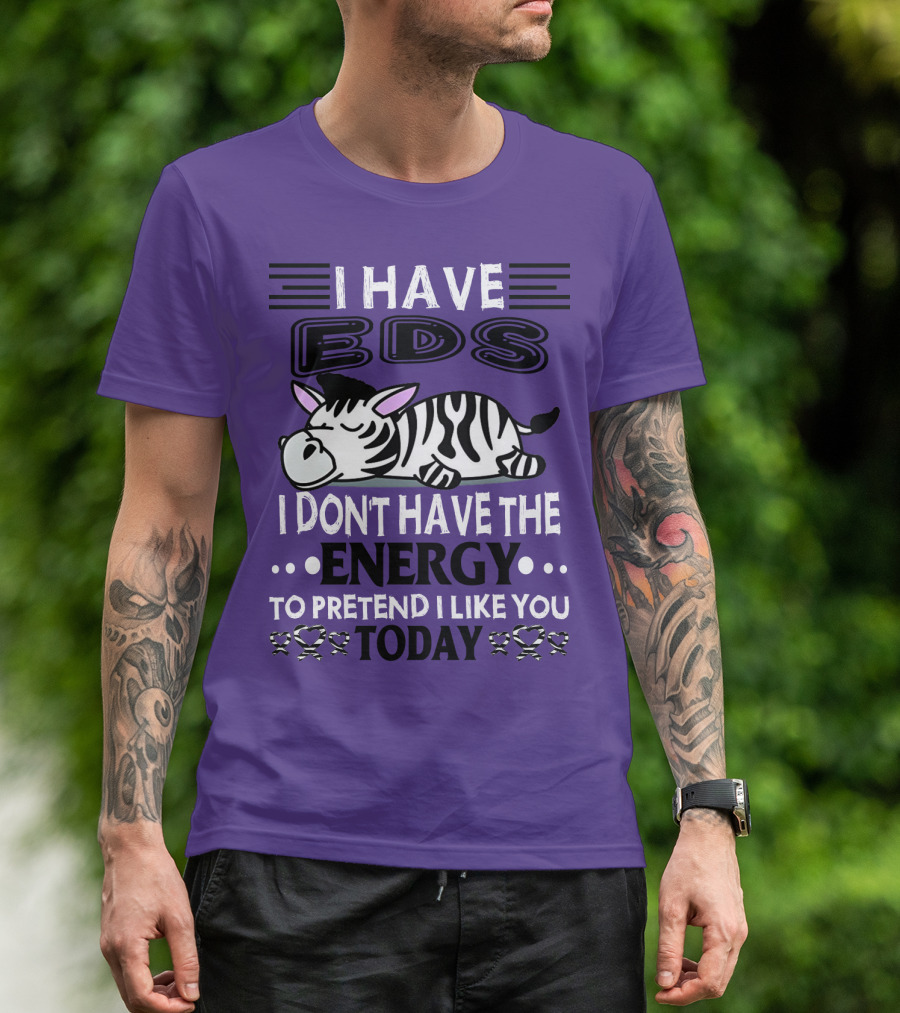 I Have EDS I Don't Have The Energy To Pretend I Like You Today Zebra T-Shirt
