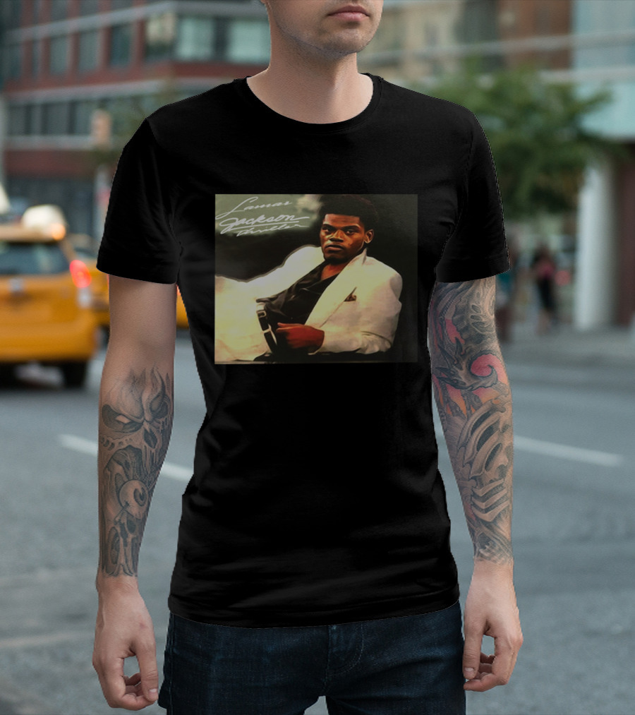 Lamar Jackson Thriller Album Cover Homage T-Shirt