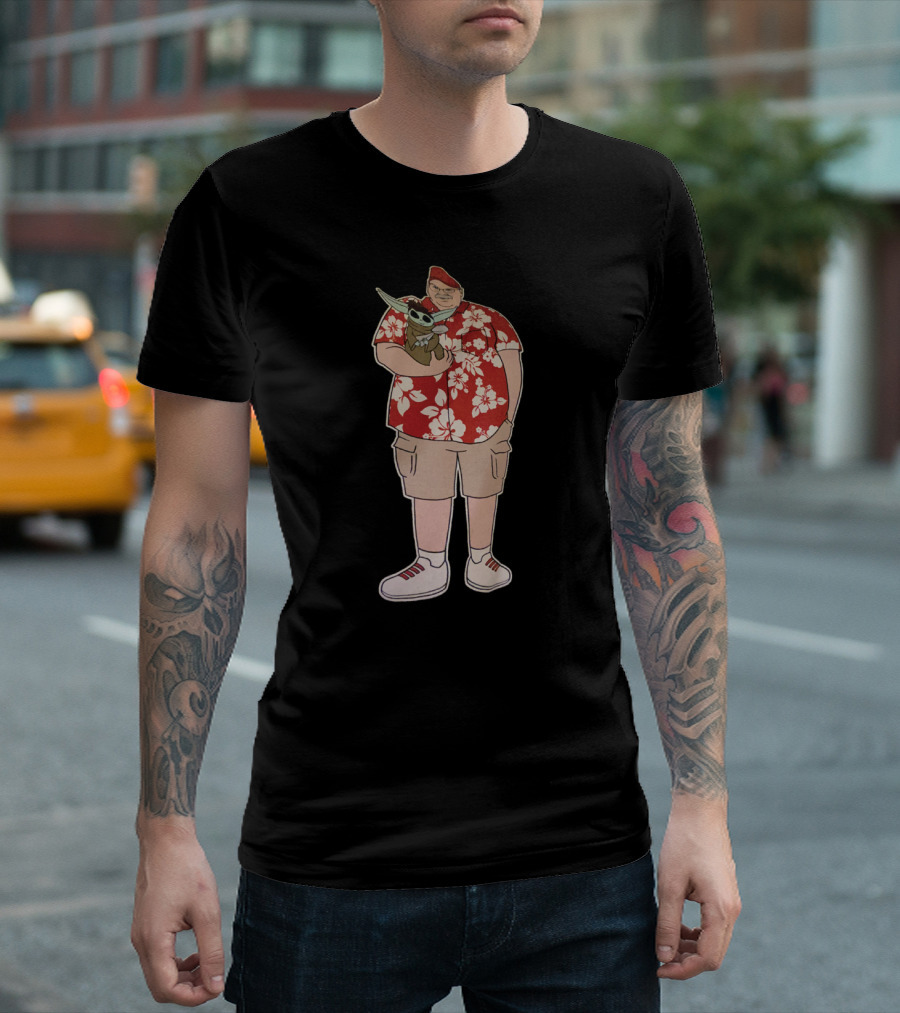 Big Cat Hawaiian Shirt with Grogu T-Shirt