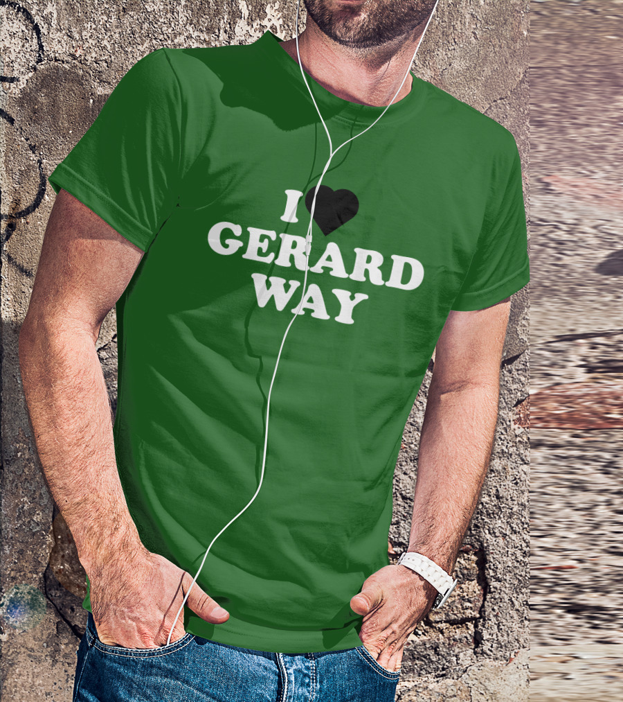 I Heart Gerard Way Fandom Green Background T-Shirt