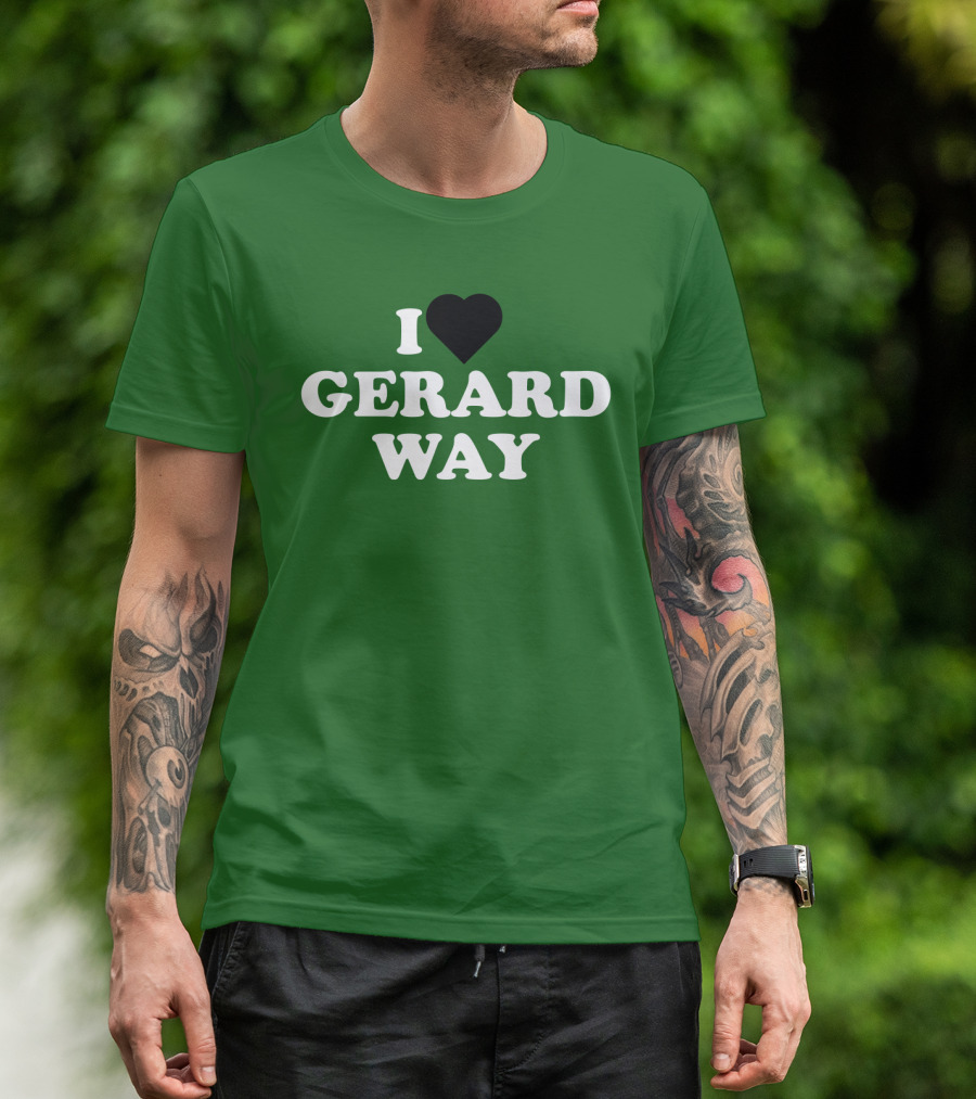 I Heart Gerard Way Fandom Green Background T-Shirt