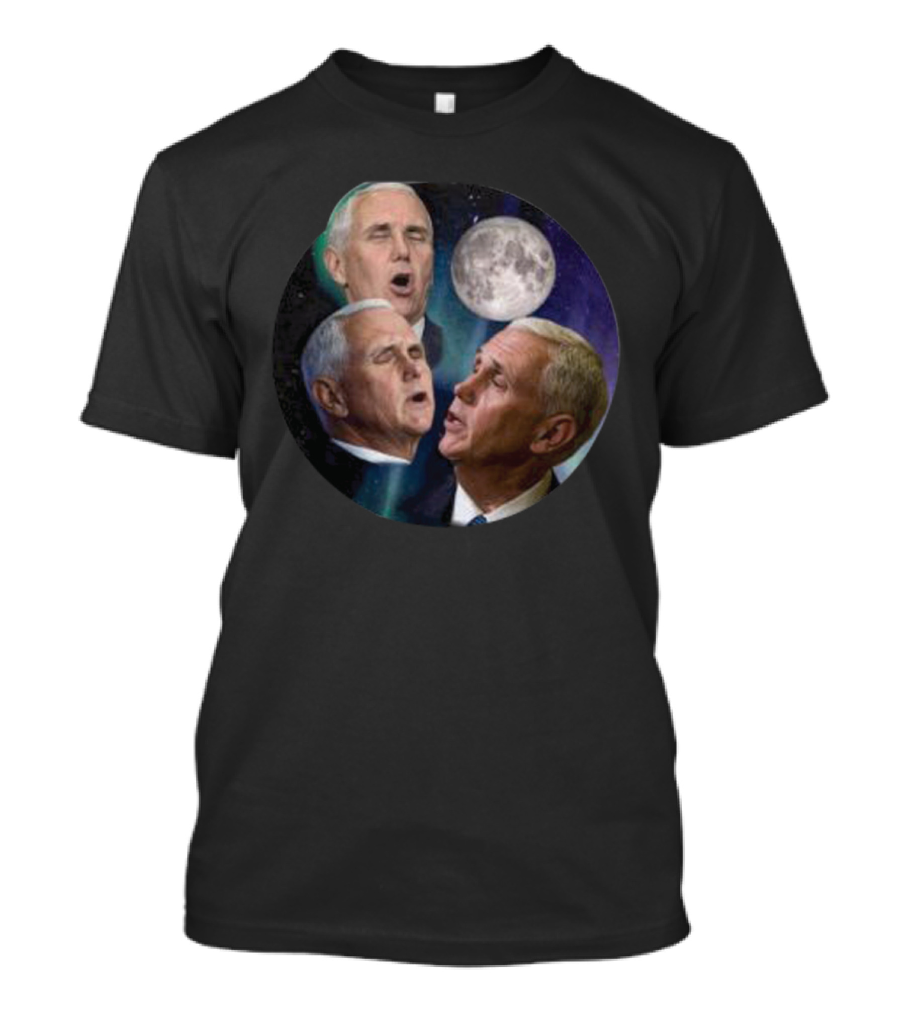 Three Pence Moon Phases With Full Moon Background T-Shirt