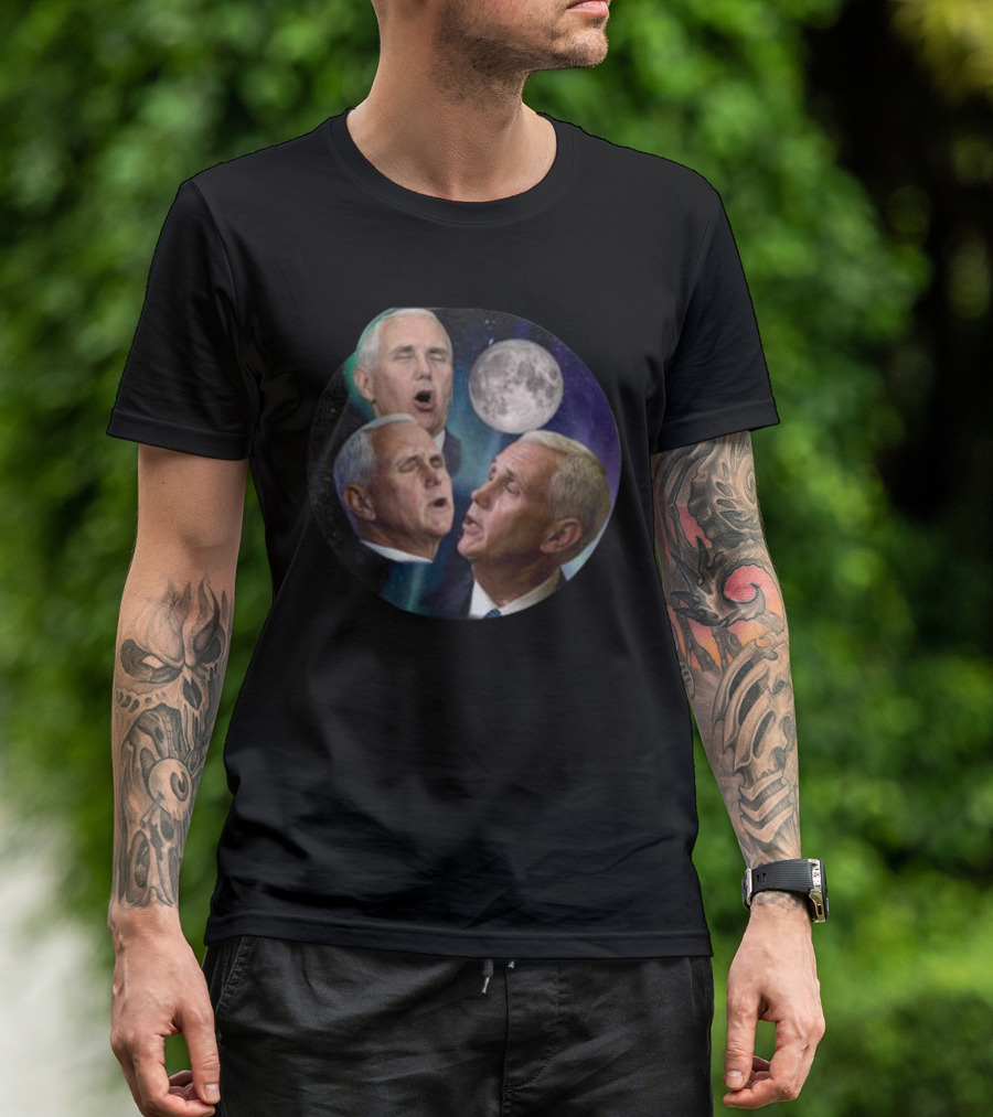 Three Pence Moon Phases With Full Moon Background T-Shirt