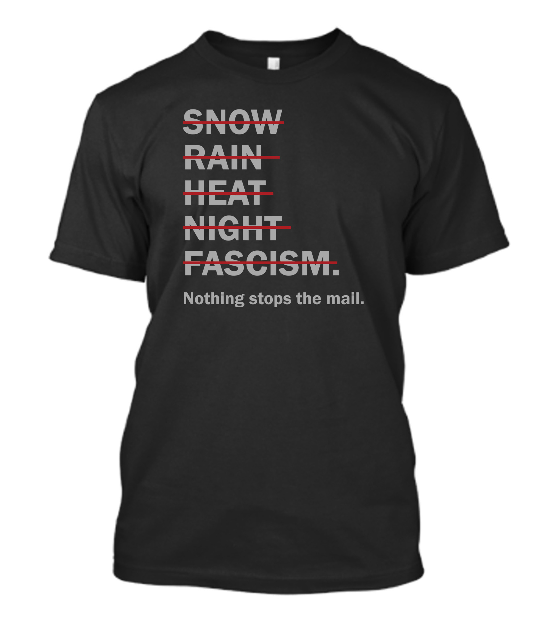 Snow Rain Heat Night Fascism Nothing Stops The Mail T-Shirt
