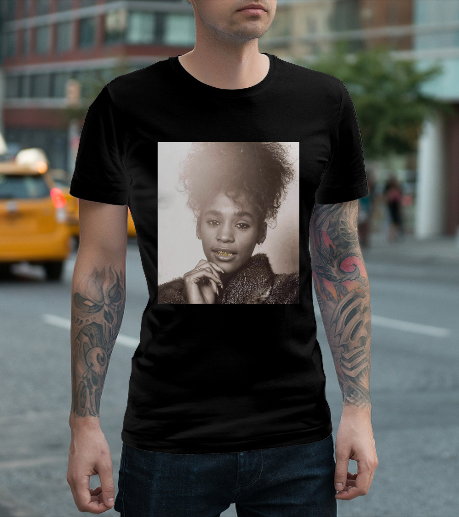 Whitney Houston Iconic Look With Gold Grill T-Shirt