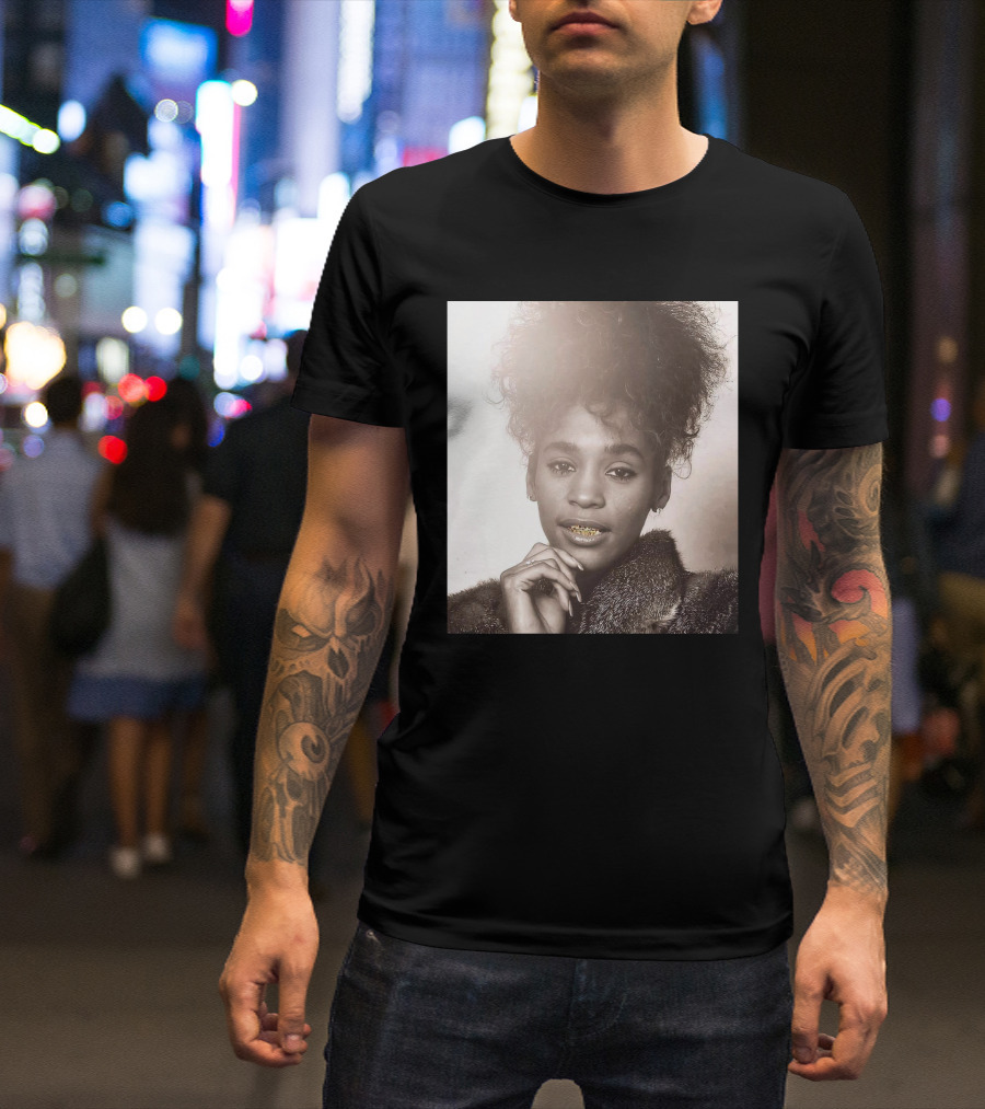 Whitney Houston Iconic Look With Gold Grill T-Shirt