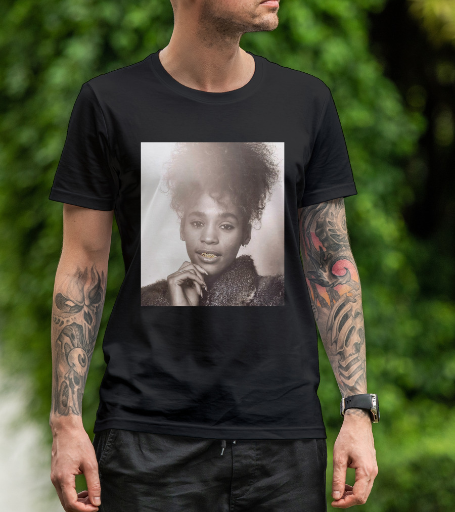 Whitney Houston Iconic Look With Gold Grill T-Shirt