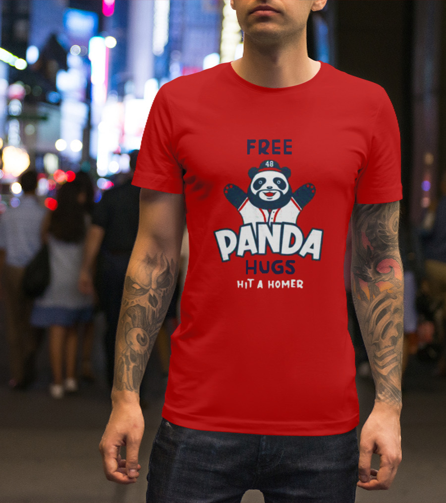 Free Panda Hugs Hit A Homer 48 Baseball Jersey T-Shirt