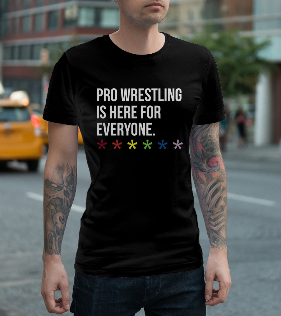 Pro Wrestling Is Here For Everyone Rainbow Asterisks T-Shirt