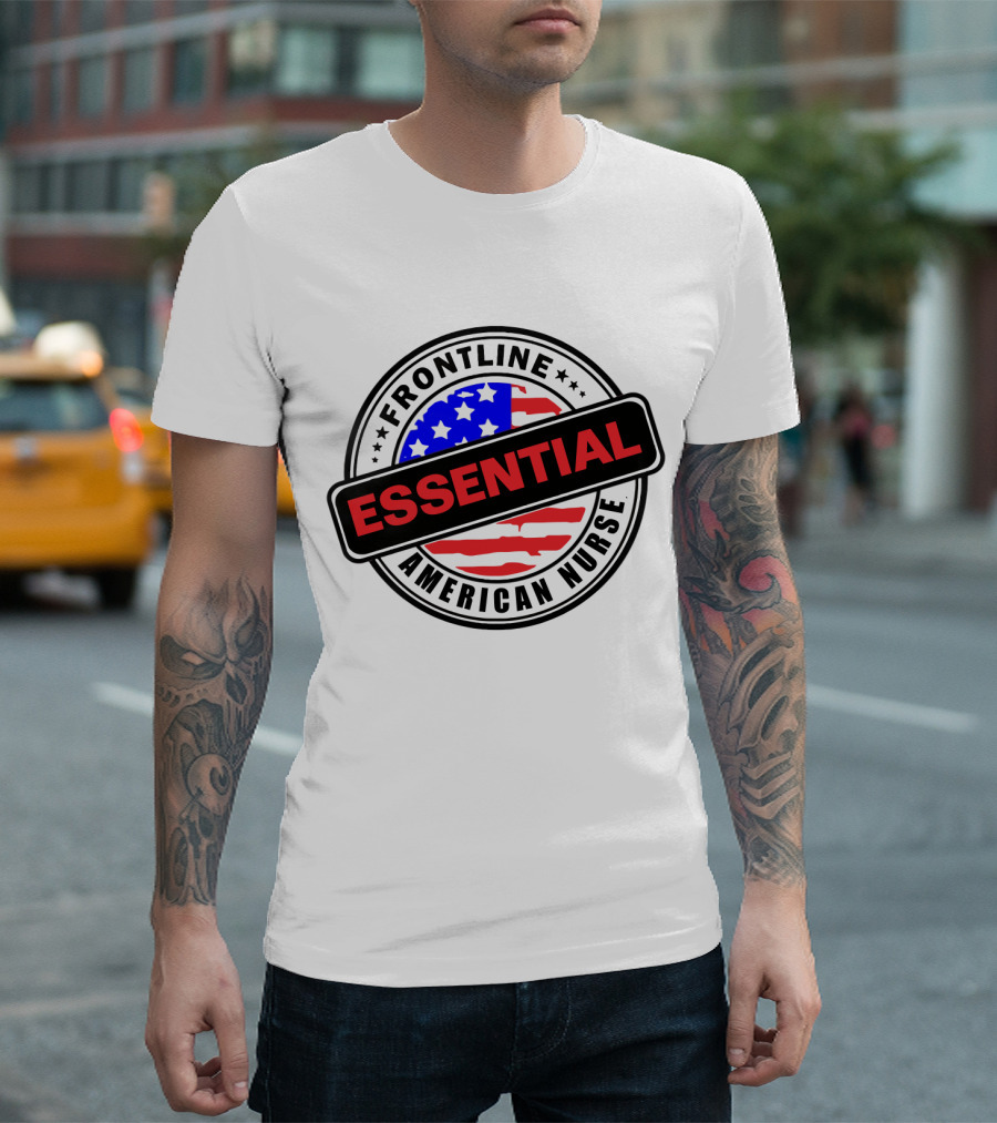 Frontline Essential American Nurse Hero USA Flag T-Shirt