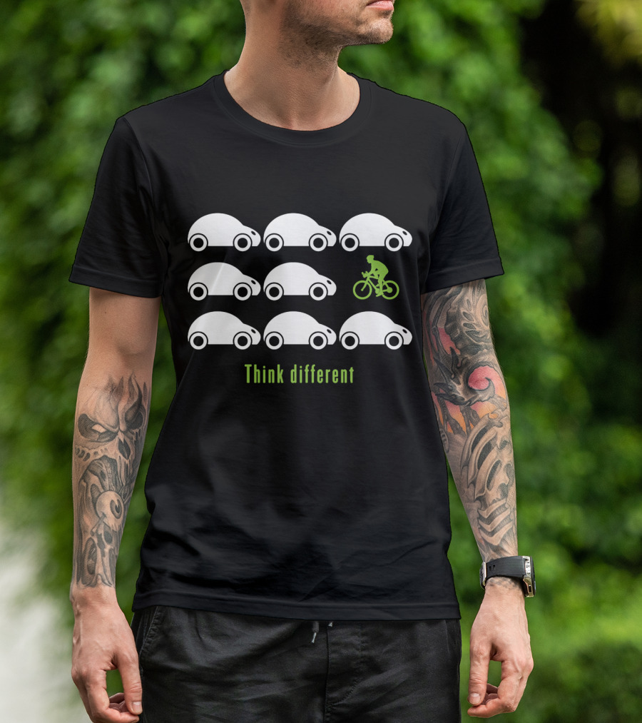 Think Different Cycling With Cars T-Shirt