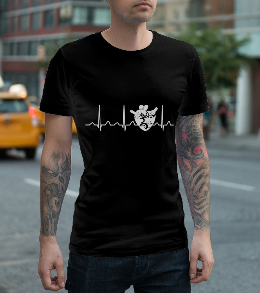 Biomedical Engineer Heart with EKG Elements and Mechanical Components T-Shirt