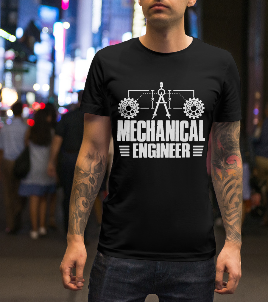 Mechanical Engineer Gears And Compass T-Shirt