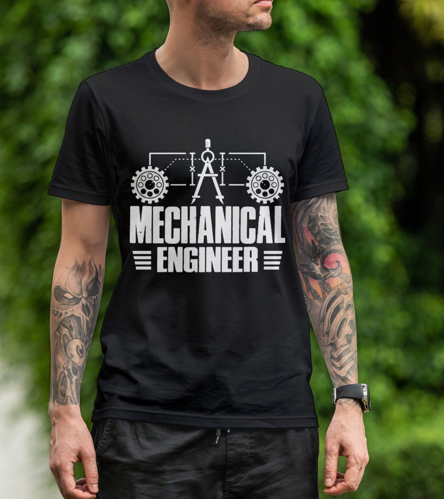 Mechanical Engineer Gears And Compass T-Shirt