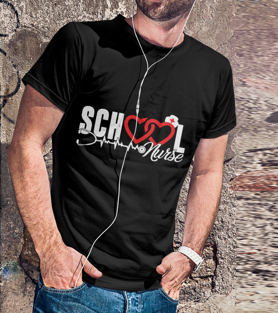 SCHOOL LOVE Nurse Stethoscope Heart And Hat T-Shirt