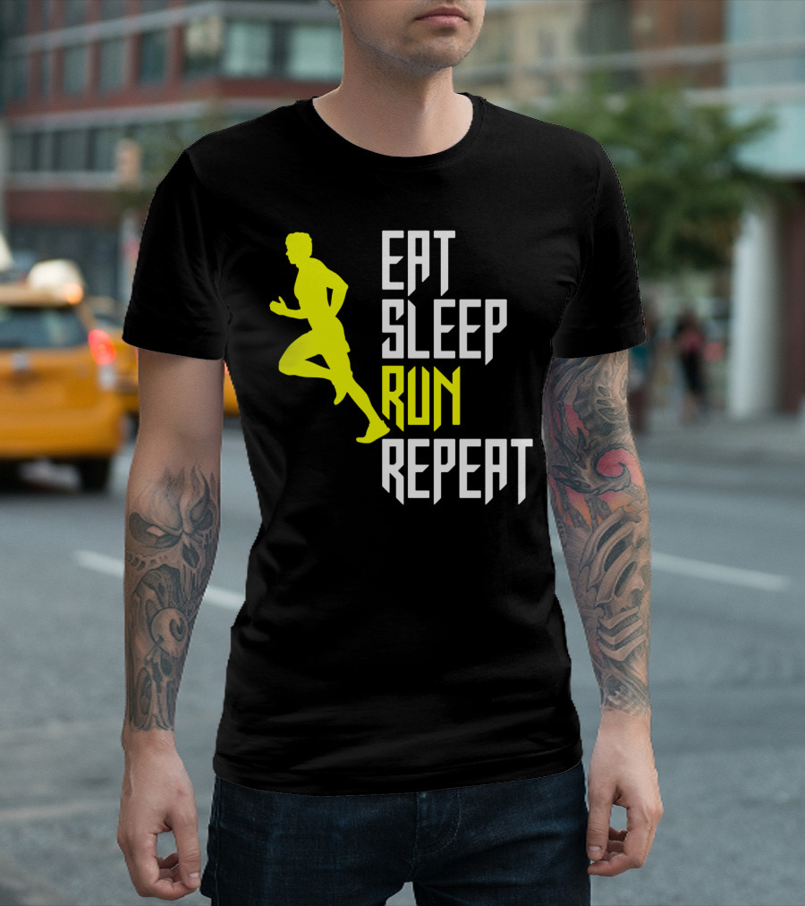 Eat Sleep Run Repeat Funny Jogging Joke T-Shirt