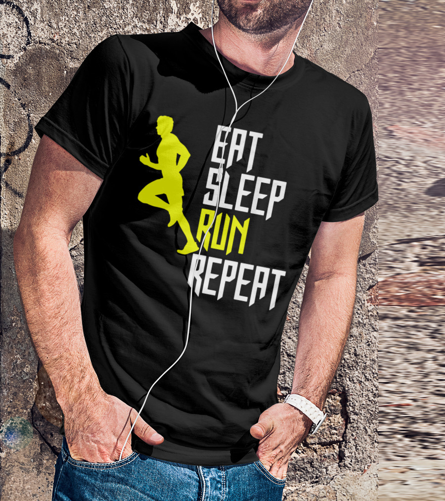 Eat Sleep Run Repeat Funny Jogging Joke T-Shirt
