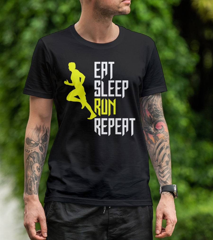 Eat Sleep Run Repeat Funny Jogging Joke T-Shirt