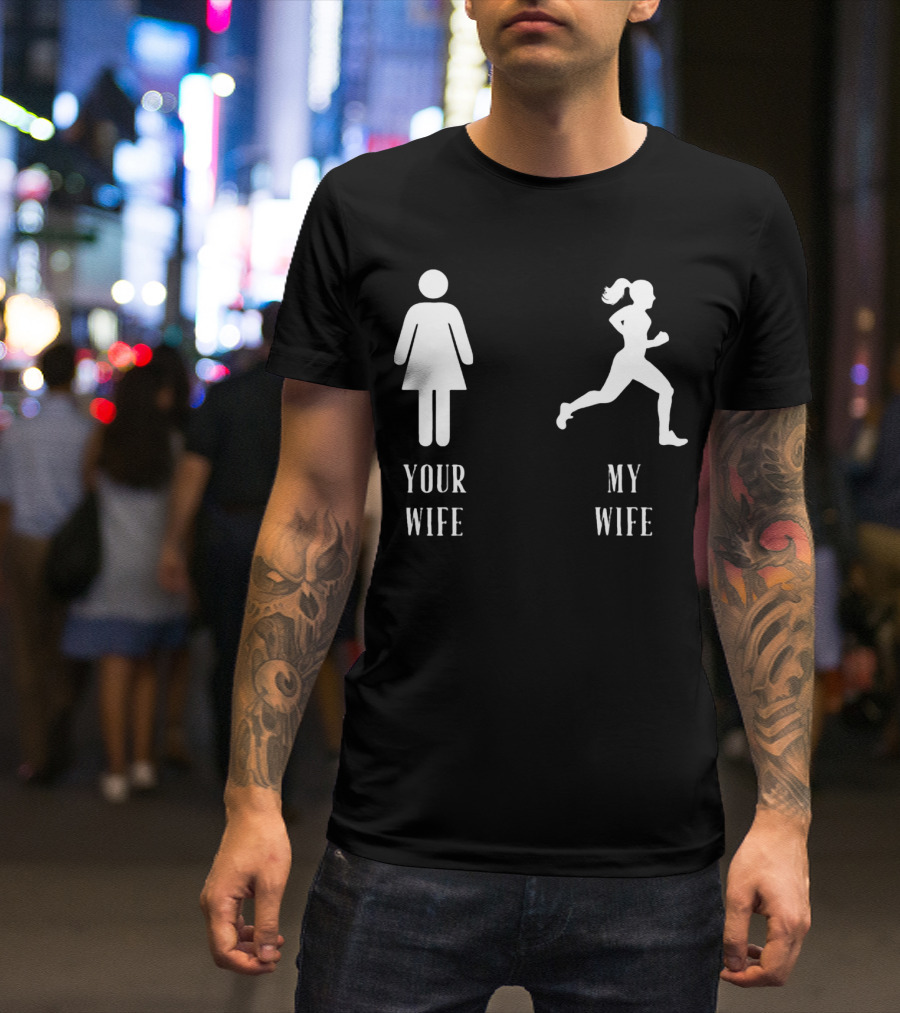 Your Wife My Wife Running Iconic Symbol Contrast T-Shirt