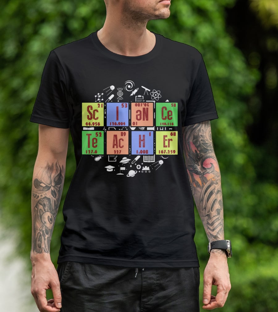 SCIENCE TEACHER Periodic Elements Chemistry Physics Icons T-Shirt