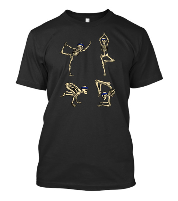 Skeleton Yoga Exercise Poses With Blue Headbands T-Shirt