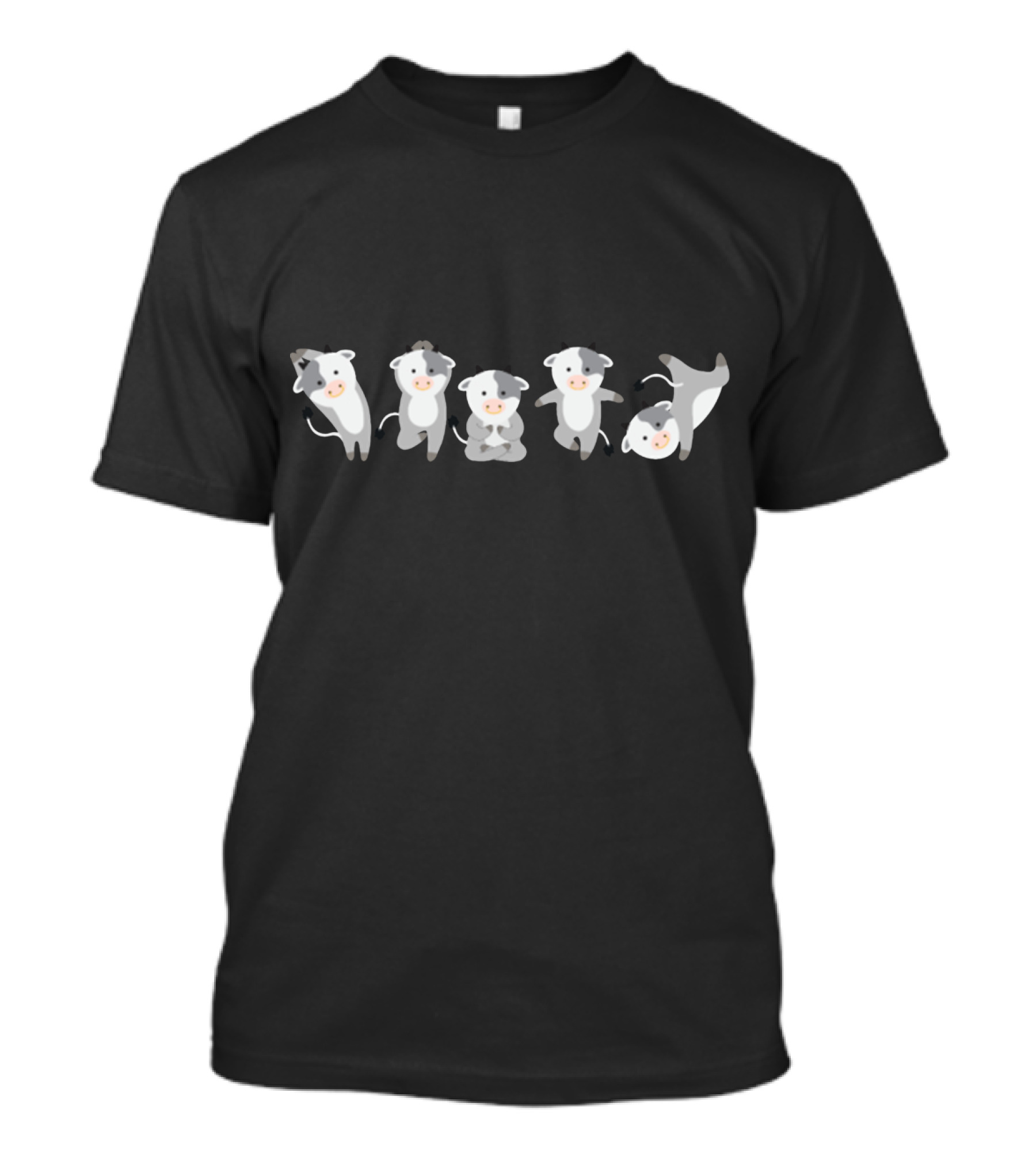 Cow Yoga Poses Cute Cartoon Cattle Characters T-Shirt