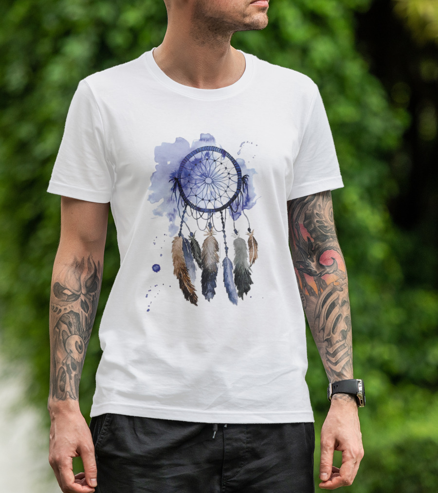 Turkish Dreamcatcher Watercolor Feathers T-Shirt