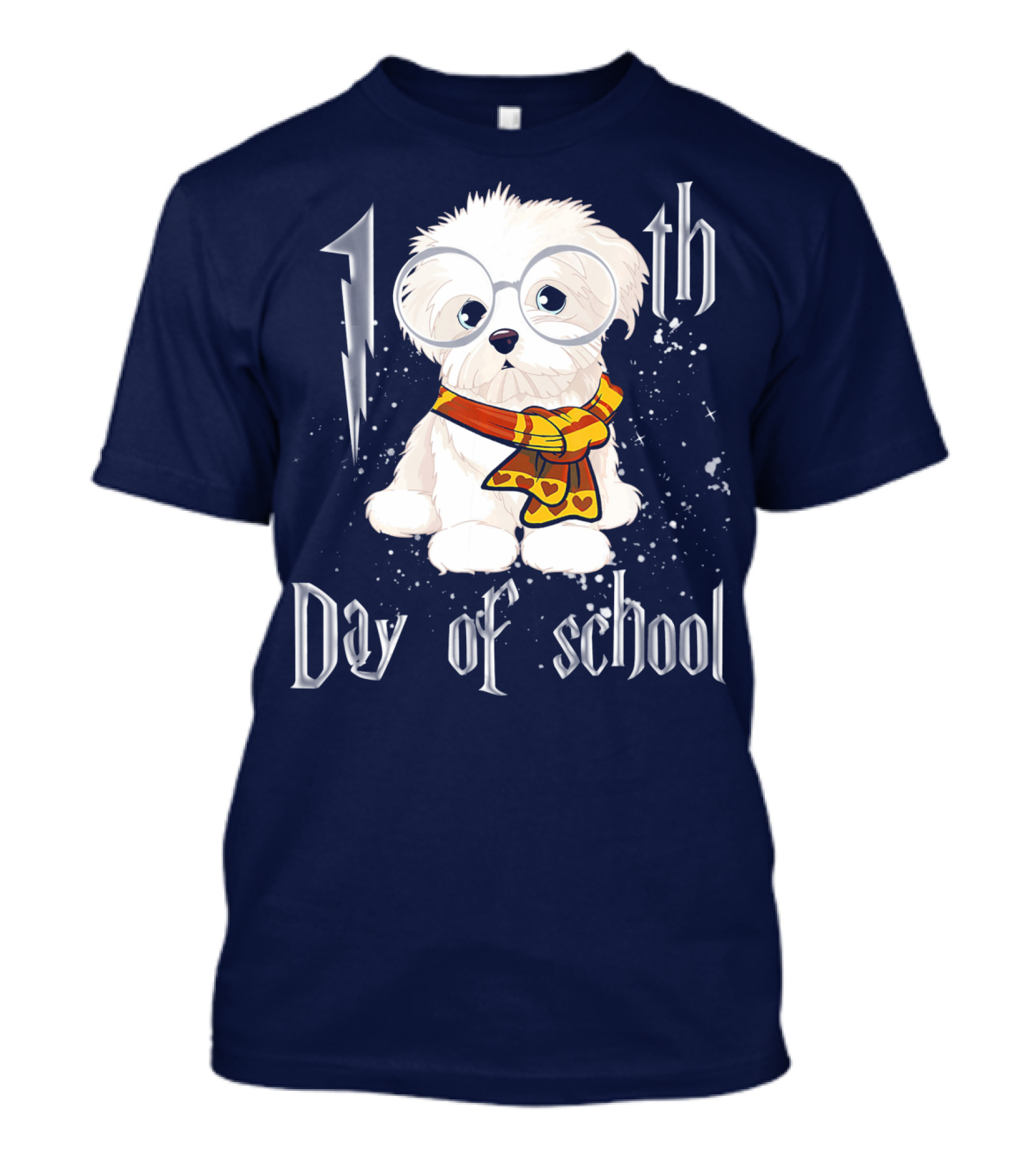 100th Day Of School Maltese Dog With Glasses And Scarf T-Shirt