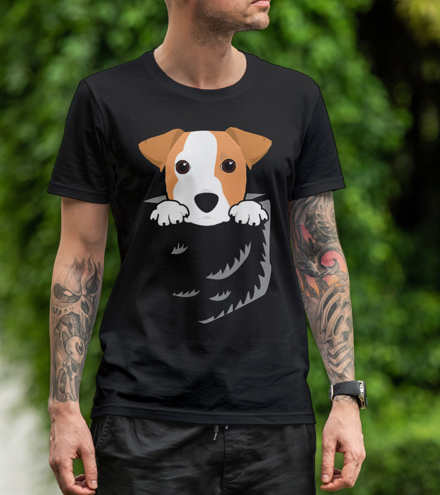 Adorable Jack Russell Terrier In Pocket Looking Out T-Shirt