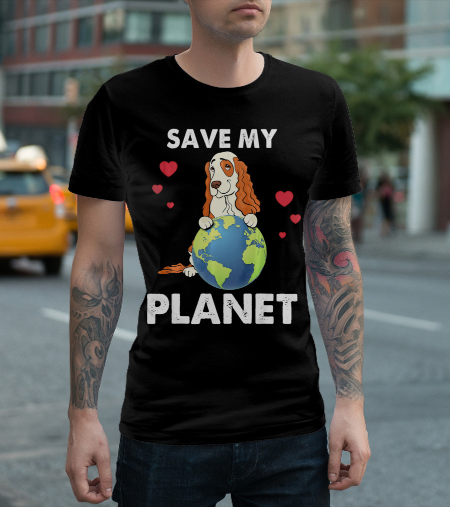 Save My Planet American Cocker Spaniel Dog Love Earth T-Shirt