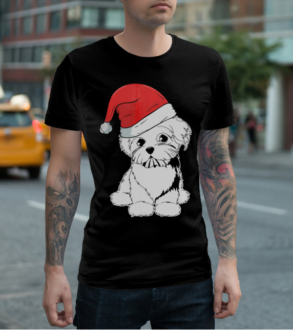 Best Christmas Maltese Santa Hat T-Shirt