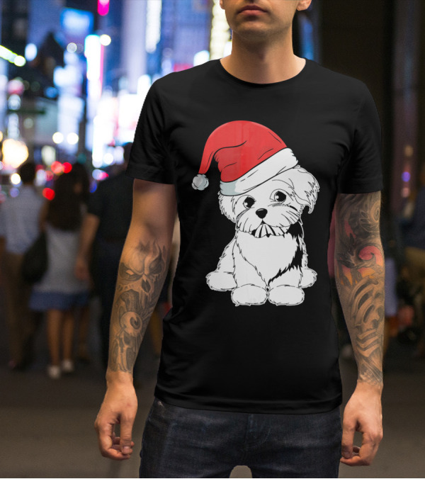 Best Christmas Maltese Santa Hat T-Shirt