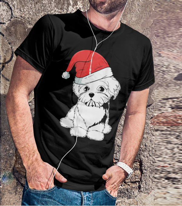 Best Christmas Maltese Santa Hat T-Shirt