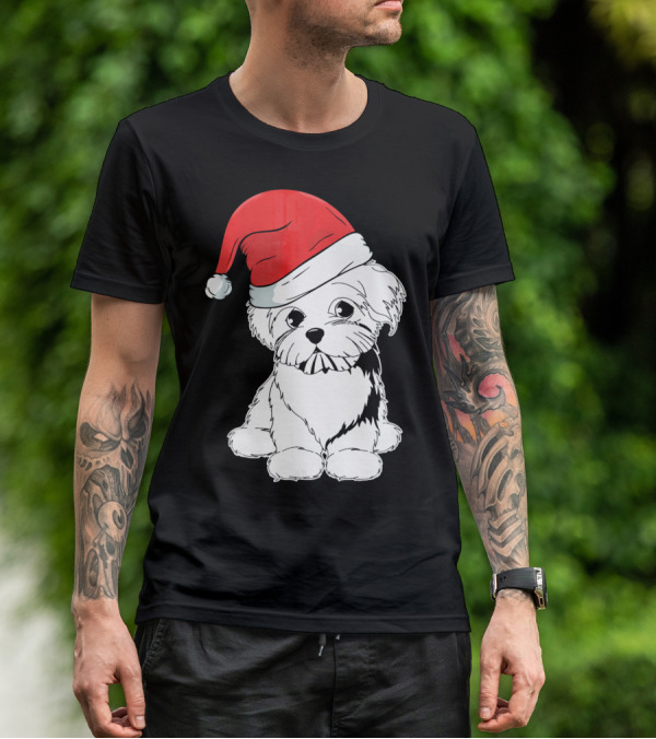 Best Christmas Maltese Santa Hat T-Shirt