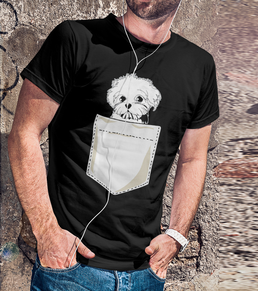 Best For Christmas Maltese Dog In Pocket T-Shirt