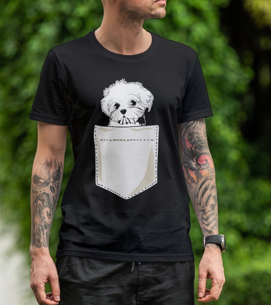 Best For Christmas Maltese Dog In Pocket T-Shirt