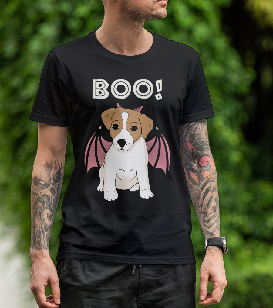 BOO Jack Russell Terrier With Bat Wings T-Shirt