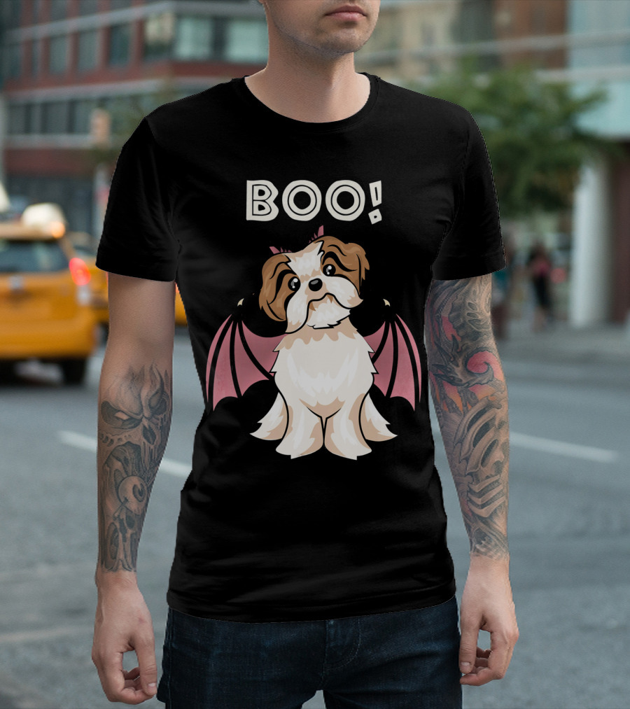 BOO Shih Tzu With Bat Wings T-Shirt