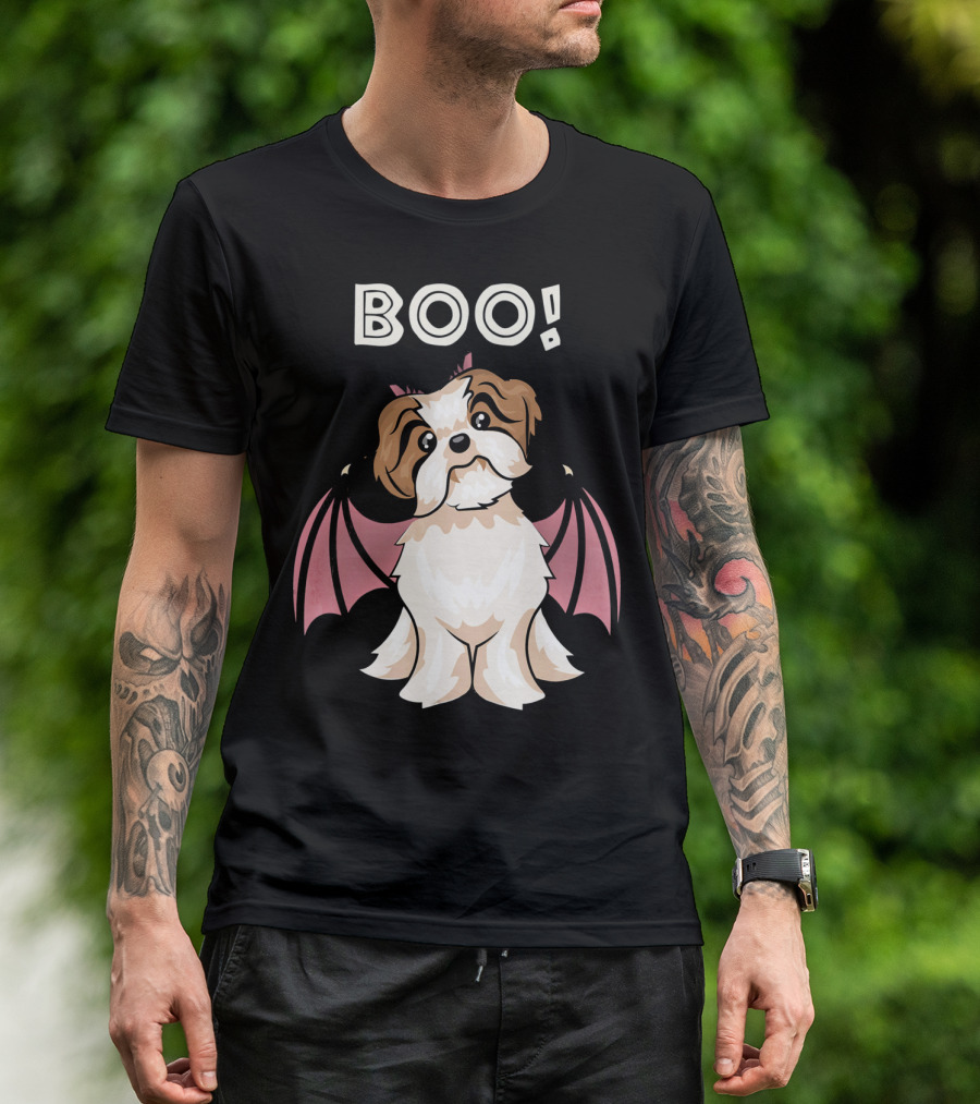 BOO Shih Tzu With Bat Wings T-Shirt
