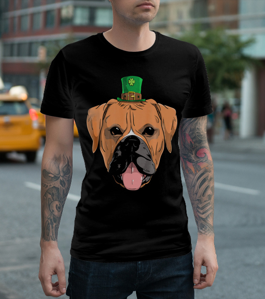 Boxer Dog St Patricks Day Leprechaun Puppy With Hat T-Shirt