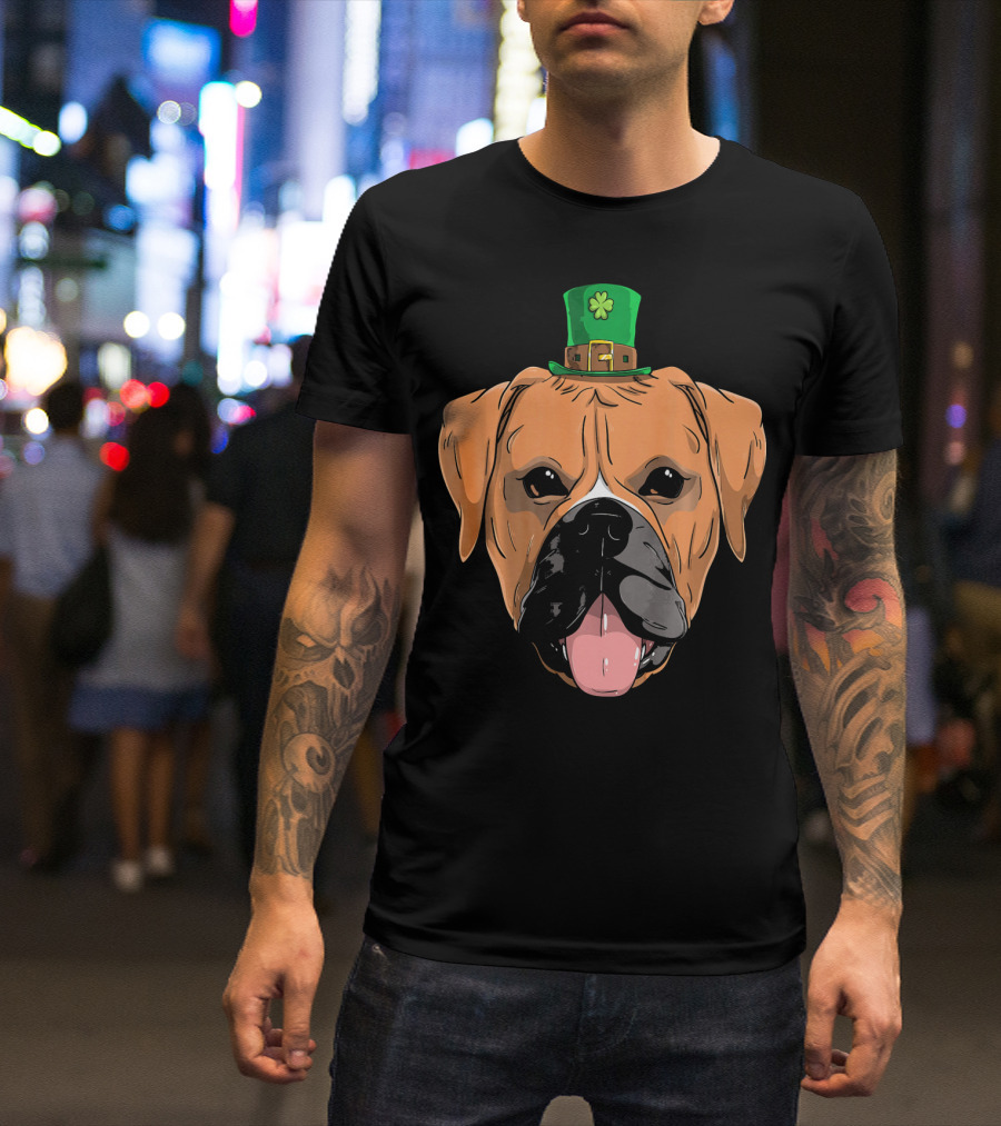 Boxer Dog St Patricks Day Leprechaun Puppy With Hat T-Shirt