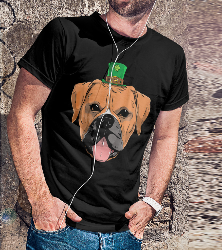 Boxer Dog St Patricks Day Leprechaun Puppy With Hat T-Shirt