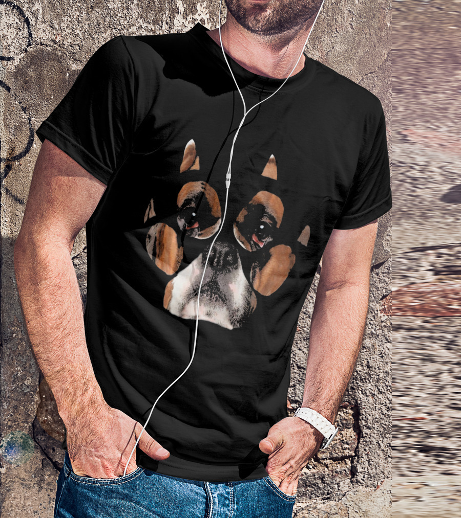 Boxer Dog Face Inside Paw Prints T-Shirt