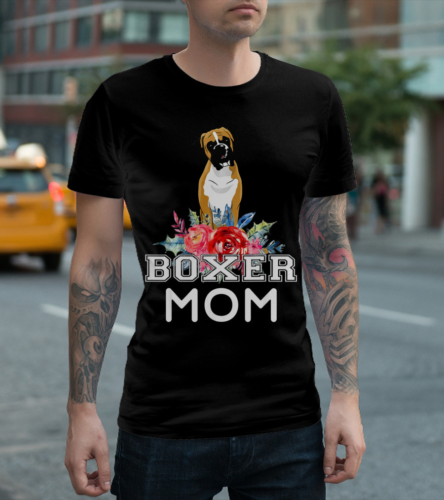 Boxer Mom Floral T-Shirt