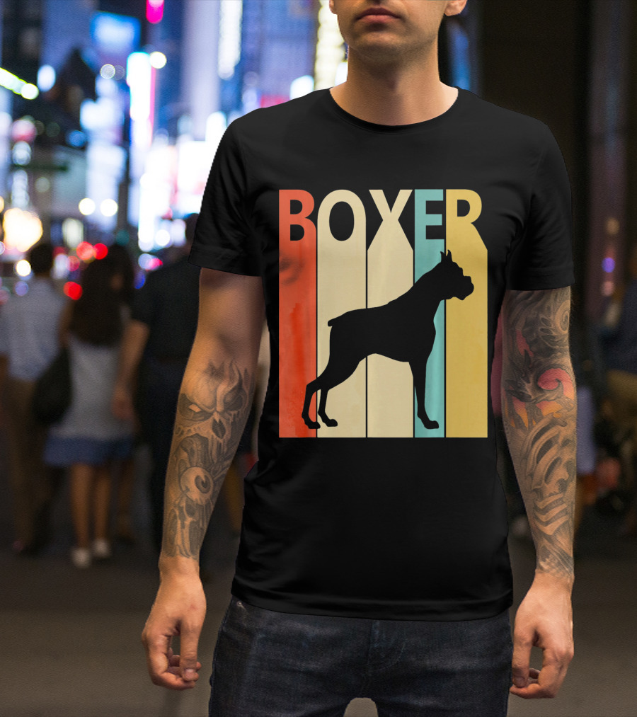 Boxer Retro Style Silhouette For Dog Dad Or T-Shirt