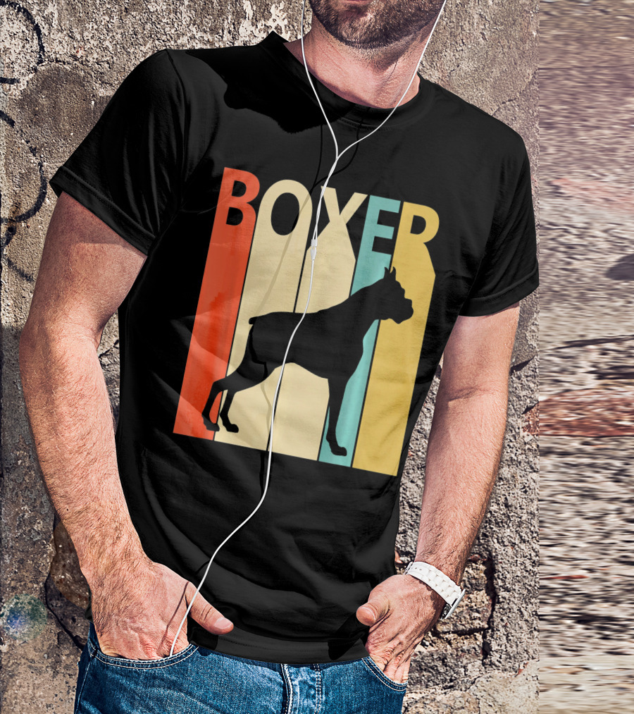 Boxer Retro Style Silhouette For Dog Dad Or T-Shirt