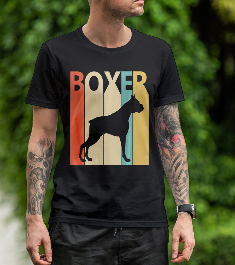 Boxer Retro Style Silhouette For Dog Dad Or T-Shirt