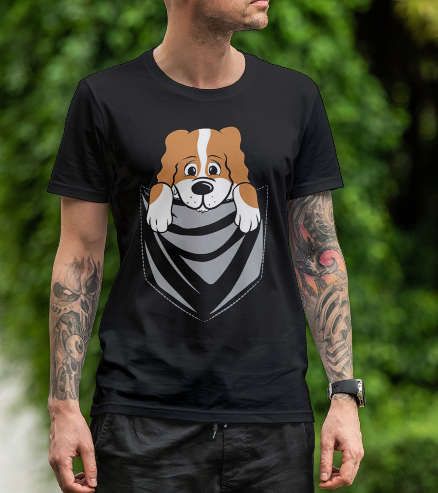 Cavalier King Charles Spaniel Cartoon Pocket Pup T-Shirt