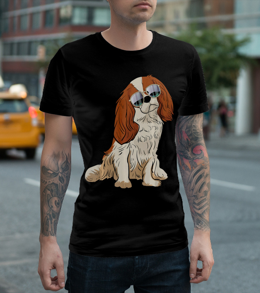 Cavalier King Charles Spaniel Dog With Sunglasses T-Shirt